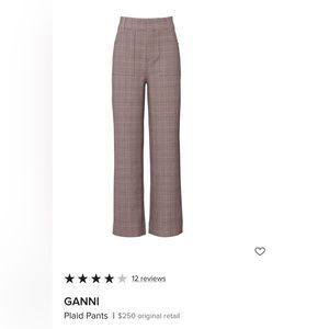 Ganni Plaid Trouser Pants Size 8